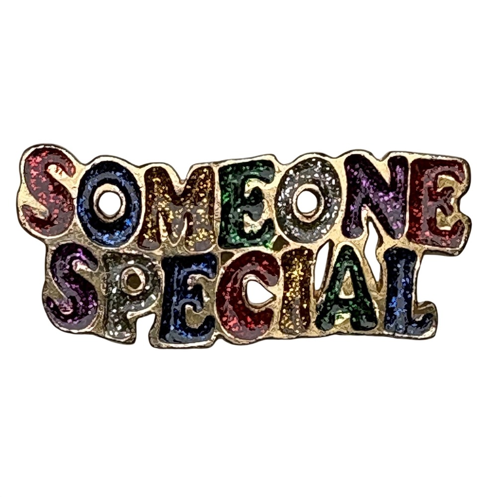 Glitter Someone Special Enamel Brooch Retro Kitsch rainbow Y2k Kidcore 90s